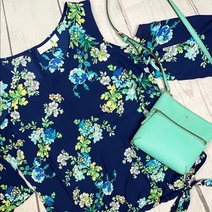 Open shoulder floral blouse